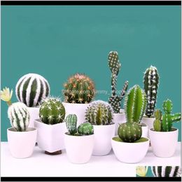Couronnes de fleurs décoratives, fournitures de fête festives, livraison directe 2021, 22 styles de plantes succulentes artificielles miniatures, faux cactus273i