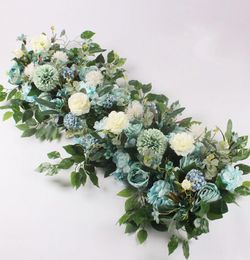 Decoratieve bloemen kransen feestelijke feestbenodigdheden huizen tuin 100 cm diy bruiloft bloem muur arrangement zijden pioenrozen rozen kunstmatige rij u0330