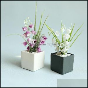 Decoratieve bloemen kransen Feestelijke feestartikelen Home GardenHome Aessories Plastic Ambachten Bellflower voor Miniatuur Tuin Ornament Dollho