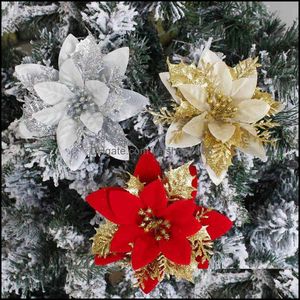 Guirnaldas de flores decorativas Suministros festivos para fiestas Hogar Jardín Simulación artificial realista Árbol de Navidad Brillo Navidad Dhtm2