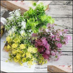 Decoratieve bloemen kransen feestelijke feestbenodigdheden Home Garden 1pc Mimosa Stargrass Artificial Flower Branch El Decoration Floral Arrangeme