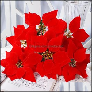 Decoratieve bloemen kransen feestelijke feestbenodigdheden Home Garden 2 stijlen Big Real Touch Artificial Filt Red Poinsettia Bouquet Christmas Bus