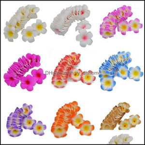 Couronnes De Fleurs Décoratives Fournitures De Fête Festive Maison Jardin 30Pcs 5-9Cm Plumeria Artificielle Hawaiian Pe Mousse Fleur De Frangipanier Dhauq