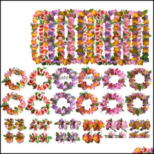 Decoratieve bloemen Kranaten feestelijke feestbenodigdheden Home Garden Hawaiiaanse kunstmatige slingerkettingen Flower Diy Fancy Dress Accessories Hea