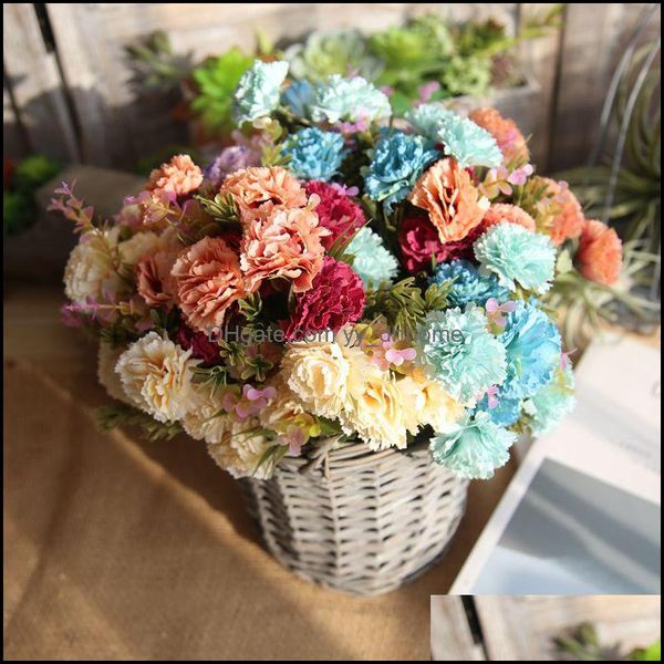 Fleurs décoratives couronnes fournitures de fête de fête maison jardin artificiel faux oeillets Bouquet de mariage floral hortensia de mariée séché Dec