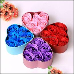 Decoratieve bloemen kransen feestelijke voorraden huizen tuin6pcs geurende rozenblaadje bad body soap bloemen cadeau trouwfeest gunst met hart s