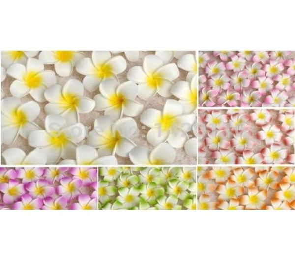 Flores decorativas coronas de suministros festivos 100pcs 7 cm Plumeria Flangani de espuma hawaiana para Weddi6279735