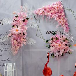 Fleurs décoratives couronnes Flone artificielle faux Swag mariage arc fleur toile de fond saint valentin décoration rose Arrangement