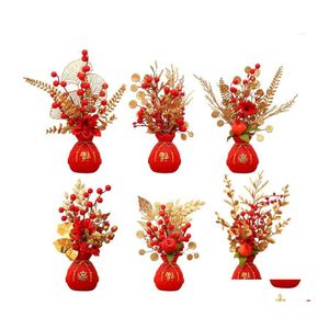 Decoratieve bloemen Kransen Bloemmand Ornament Decor Resin Vaas kunstmatige pot voor bruiloft Drop Delivery Home Garden Feestelijke DH2BU