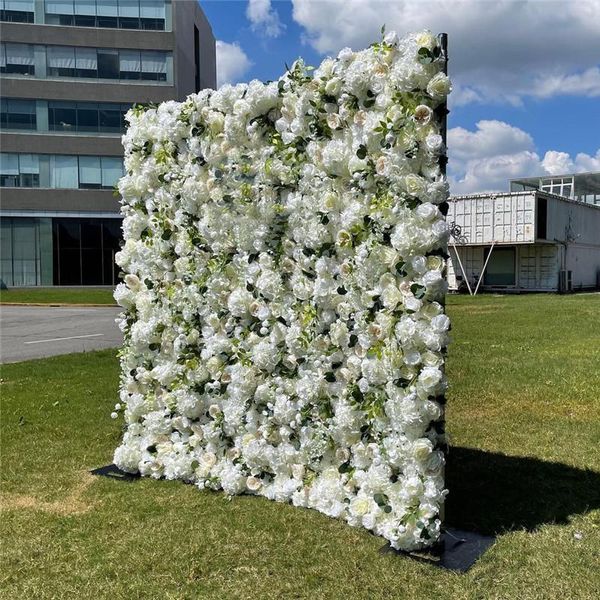 Guirnaldas de flores decorativas, Panel de flores para pared, hoja hecha a mano, seda Artificial, decoración de boda, fiesta de bienvenida al bebé, telón de fondo decorativo