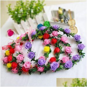 Decoratieve bloemen kransen bloem krans Boheemse hoofd kroon rotan Garland Festival bruiloft bruids bloemen hoofdband hoofdtooi deel Dhuiz