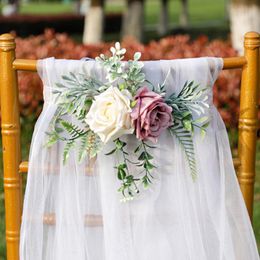 Couronnes De Fleurs Décoratives Forêt Rose Fleur Artificielle Pour Les Décorations De Chaise De Mariage Splendide Et Belle Scène De Fête En Plein Air Arrangem