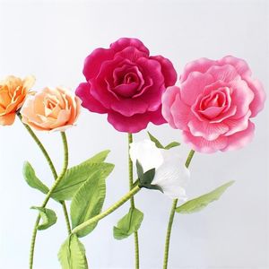 Couronnes de fleurs décoratives fleur artificielle géante fausse grande rose en mousse avec tiges pour fond de mariage décor fenêtre affichage S263G