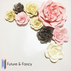 Couronnes de fleurs décoratives ensemble de papier géant 9 pièces pour décors de mariage décorations mur filles bébé douche mélange Styles ensembles