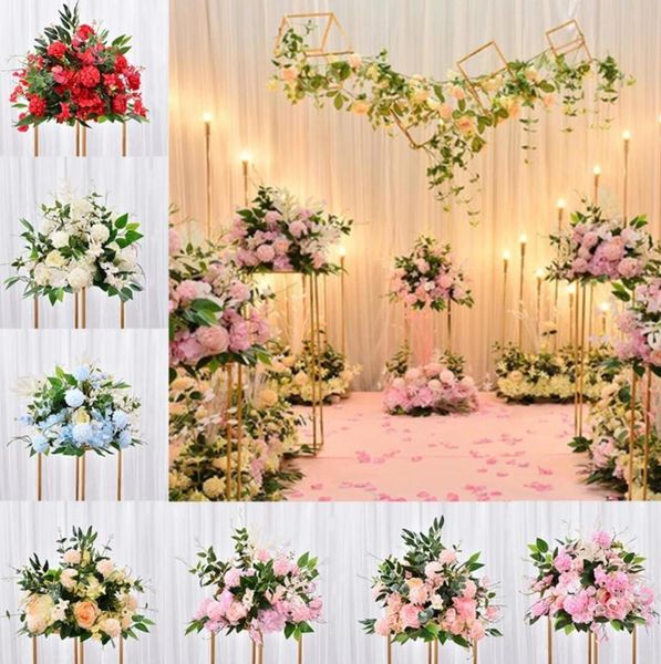 Flores decorativas Guirnaldas Guía Flor Etapa Recepción Bola Artificial Fila Arco Arreglo Escena de boda Diseño Fiesta Hierro Telón de fondo B0901