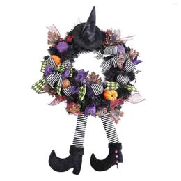 Decoratieve Bloemen Kransen Halloween Hangende Raam Heksen Krans Spookhuis Decoratie Met Benen Hoed Decor Voor Festival Party Dhhbp