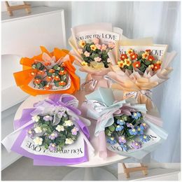 Couronnes De Fleurs Décoratives Tissées À La Main Creative Cloghet Fleur Branche Faux Cadeau Artificiel Immortel Pour Invité Fête Des Mères Drop Delive Dhb3Q