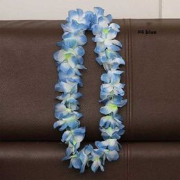Fleurs décoratives couronnes Hawaiian Flower Collier Leis artificiel Garland Hawaii Beach Party Decoration Fancy Dishor Luau Wedding Birthday Cosplay