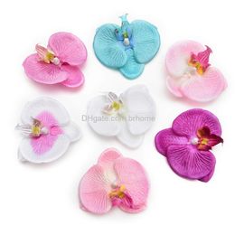 Couronnes de fleurs décoratives tête fleur artificielle 8 cm papillon orc en soie pour mariage décoration de la maison bricolage fête festival décor Flores C Amvla