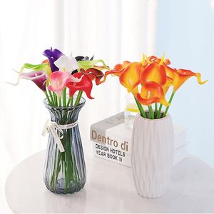 Fleurs décoratives couronnes têtes artificielles Calla Lily Bouquet PU vraie touche décoration de mariage faux maison plantes décoratives