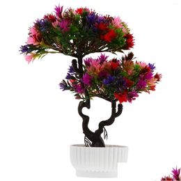 Couronnes de fleurs décoratives Heaian Faux arbre artificiel bonsaï en plastique japonais fausse plante en pot simulation de vœux d'invités pin goutte Del Otsod