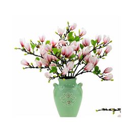 Decoratieve bloemen Kranaten Hoge imitatiefilm Feel Feel Magnolia Simation Bloem Nep Decoratie Woonkamer Vanda Tafel Plastic druppel Dhjnv