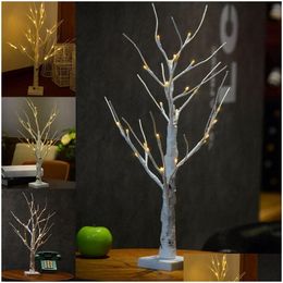 Couronnes de fleurs décoratives haute LED Sier Birch Twig Tree Lights Branches blanches chaudes pour Noël Home Party Mariage KTC 661 Drop de Otbv0