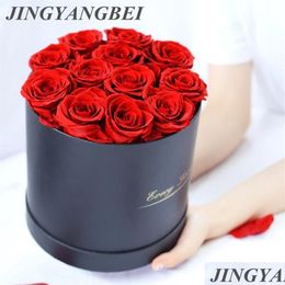 Fleurs décoratives couronnes de haute qualité 12pcs 4-5 cm roses éternelles conservées avec des cadeaux de la valentin