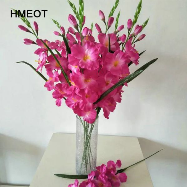 Couronnes de fleurs décoratives HMEOT 70CM Simulation glaïeul orchidée fleurs artificielles plantes mariage festival célébration maison 231205