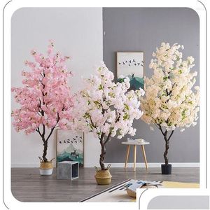 Decoratieve bloemen kransen home decor kunstmatige nep plant bruiloft bloem kersen bloesems boom bonsai ornamenten voor decoratie li d dhrrj