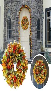 Couronnes de fleurs décoratives décoration de la maison porte d'entrée extérieure décor d'automne couronne d'automne guirlandes de mariage en rotin décoration artificielle a8517855