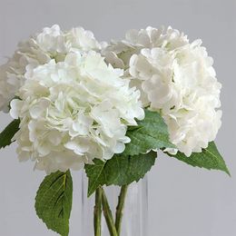 Fleurs décoratives Couronnes Hortensia Artificielle Real Touch Latex 21 pouces Grand pour la décoration de la maison Bouquet de mariée Mariage 3Pcs 230510