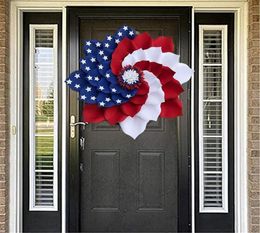 Flores decorativas coronas de coronas ic decoraciones de la puerta de entrada 4 de julio Día de la independencia Flagal Flag USA Garland Decoración colgante VE5915045