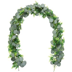 Decoratieve bloemen kransen imikeya kunstmatige eucalyptus garland faux zijde bladeren groen bruiloft achtergrondboog muur