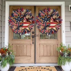 Couronnes de fleurs décoratives, couronne du jour de l'indépendance, drapeau étoile, tenture murale, atmosphère de maison, décoration en tissu T230512