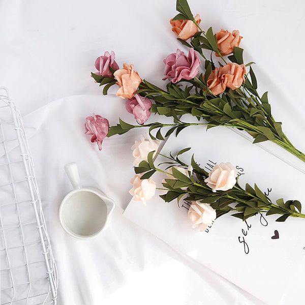 Fleurs décoratives Couronnes Ins Vent Pographie Tir Fond Simulation Rose Bouquet Gourmet Manucure Filet Rouge Pendule Décoration Flux