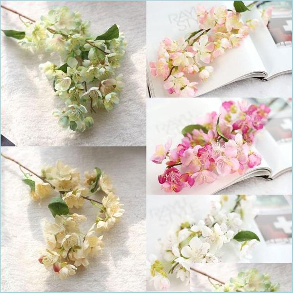 Couronnes de fleurs décoratives japonais Sakura fleur vive fleur de cerisier plante faux tissu fête de mariage salon bureau boutique déco Dhhb5
