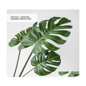 Couronnes de fleurs décoratives grande plante tropicale artificielle feuilles de tortue plantes d'intérieur et d'extérieur jardin décor de bureau à domicile faux vert Dh3Pi
