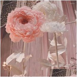 Decoratieve bloemen kransen grote papieren pioenroos decoratie roze bloem kop raam decoraties rekwisieten drop levering home tuin fe dhadx