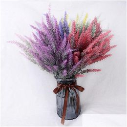 Decoratieve Bloemen Kransen Lavendel Kunstmatige Hoge Kwaliteit Bloem Voor Bruiloft Home Decor Graan Nep Plant Zijde Drop Levering Gard Dhgbw