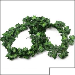 Flores decorativas Guirnaldas Hojas 2M Hoja de uva verde artificial Otras enredaderas de hiedra de Boston Decoradas Flor falsa Caña Wholesa Drop de Dhi9B