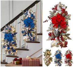 Decoratieve bloemen Kransen Led krans Prelit trap Swag trim draadloze trap decoratie licht op kerstdecor Home Holida7319574