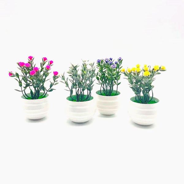 Guirnaldas de flores decorativas Adornos en maceta de mesa realistas con maceta Mini simulación Decoración para el hogar falsa Bonsai de aloe vera artificialDecorativo