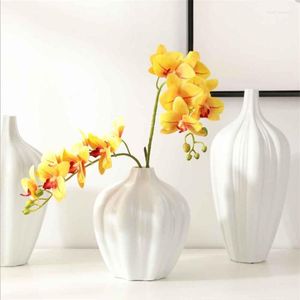 Flores decorativas Guirnaldas Arte de la sala de estar Decoración 3D Impreso Seda Mariposa Orquídea Amarillo Blanco Boda Fiesta de Navidad Favor Artificial