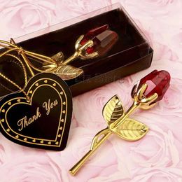 Fleurs décoratives couronnes longues Valentine Crystal Flower décor de la fête des mères Rose avec boîte cadeau Boîte de mariage Invités Party merci Y Dhwk2