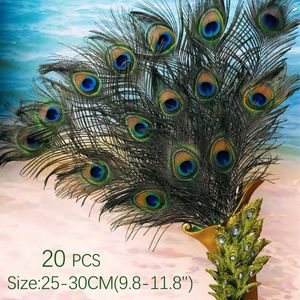 Guirnaldas de flores decorativas Lotes 20 piezas Plumas de ojo de cola de pavo real real natural Diy Crafts 25-30cm 10-12inches Recortes House Room Decoratio