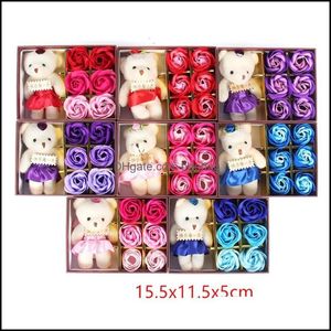 Couronnes De Fleurs Décoratives Belle Fleur De Savon Originalité Mignon Ours Rose Femme Homme Accessoires De Mode Fleurs Saint Valentin Cadeau Dhwct