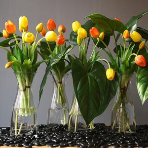 Fleurs décoratives Couronnes De Luxe Silicone Real Touch Fleur De Tulipe Artificielle De Haute Qualité Faux Bouquet Maison Salon Table Décor Weddi