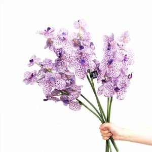 Couronnes de fleurs décoratives luxe tacheté orchidée Vanda Real Touch revêtement en latex pétale 7 fleurs/tige mariage artificiel événement fête décoration - INDIGO 230808