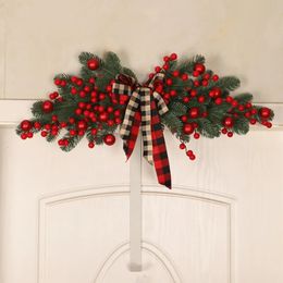 Couronnes de fleurs décoratives guirlande de joyeux Noël pour porte d'entrée fenêtre tenture murale ornements bonbons arc année décorations pour la maison 231129
